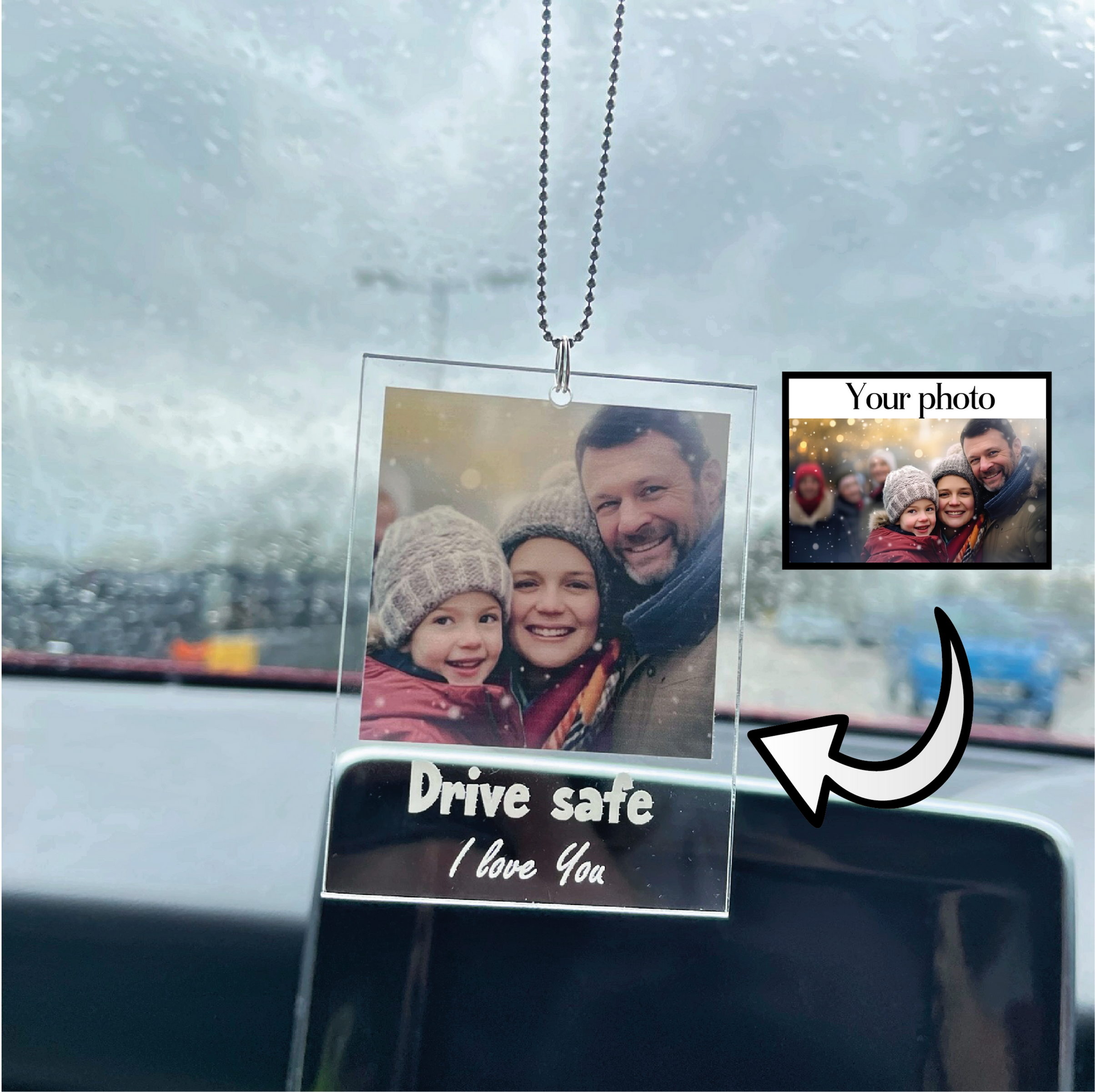 Personalised Photo Car Ornament, Clear Acrylic Ornament