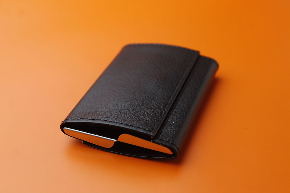 Thumbnail: Business card holder double side synthetic leather and velvet inside