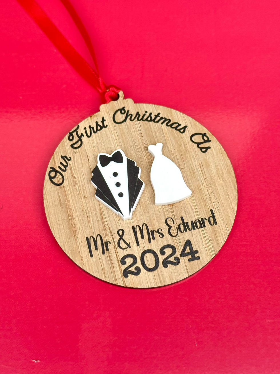 Thumbnail: Personalised Newlywed Christmas Bauble |"Our First Christmas as Mr and Mrs" 3D