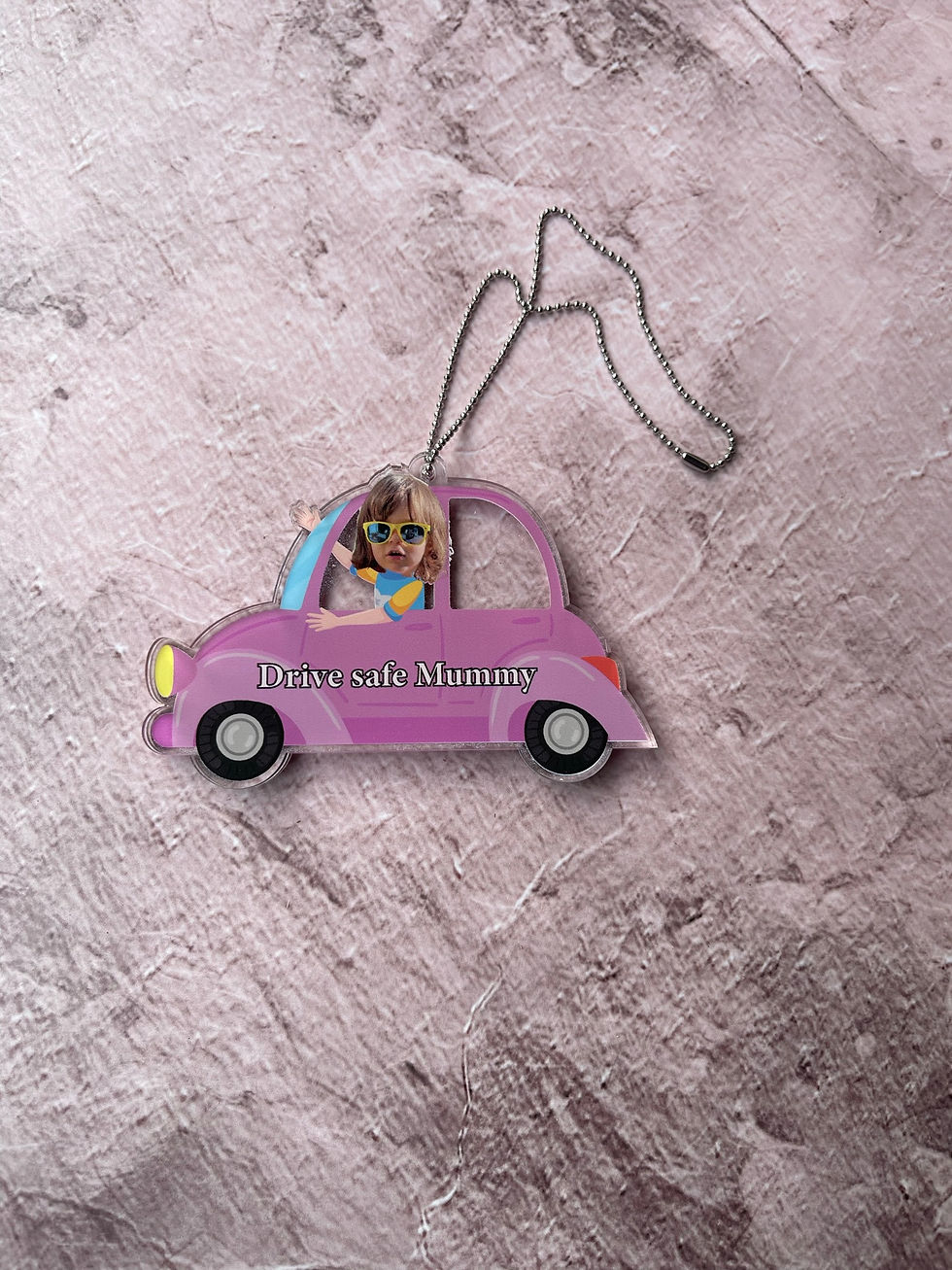 Thumbnail: Personalised Car Charm Shape – Custom Photo and Text Printed on Both Sides