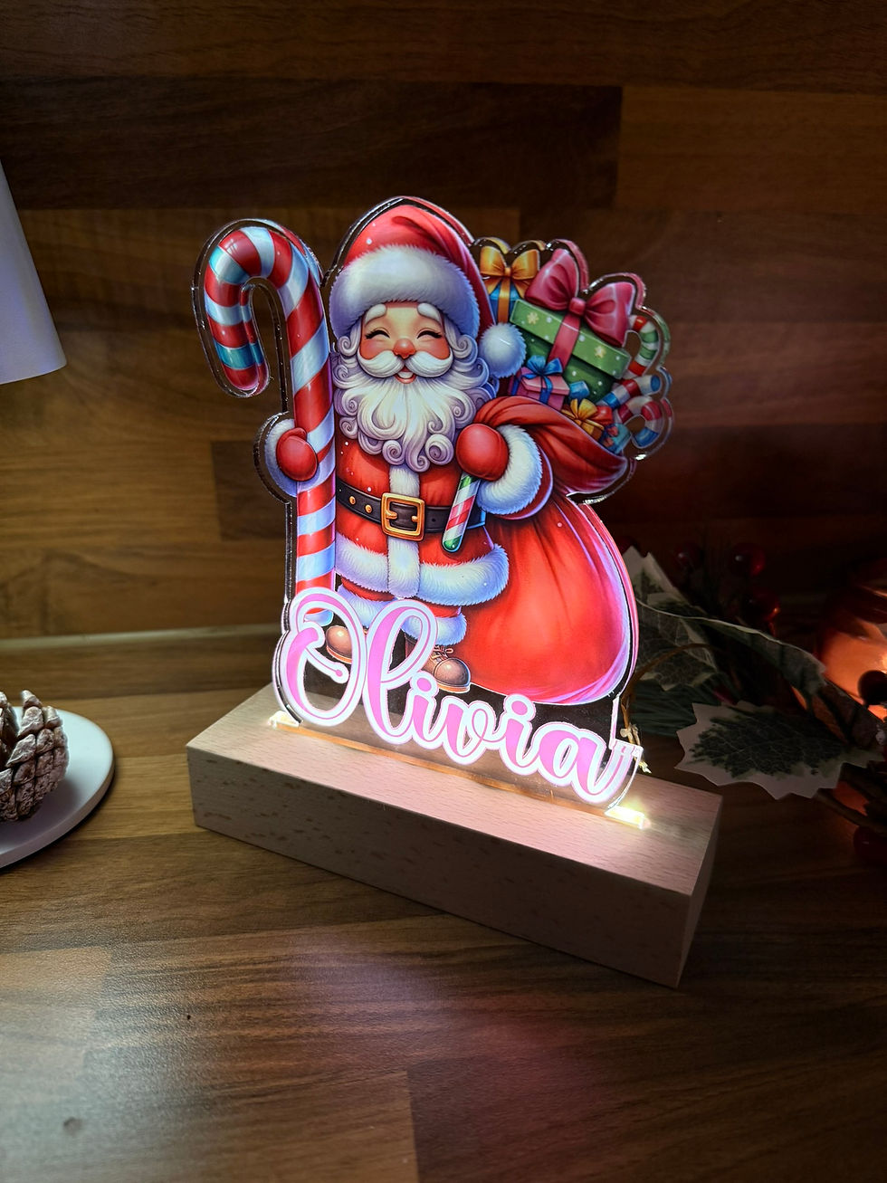 Thumbnail: Santa Claus led lamp, Personalised Night Light, Battery operated with custom nam