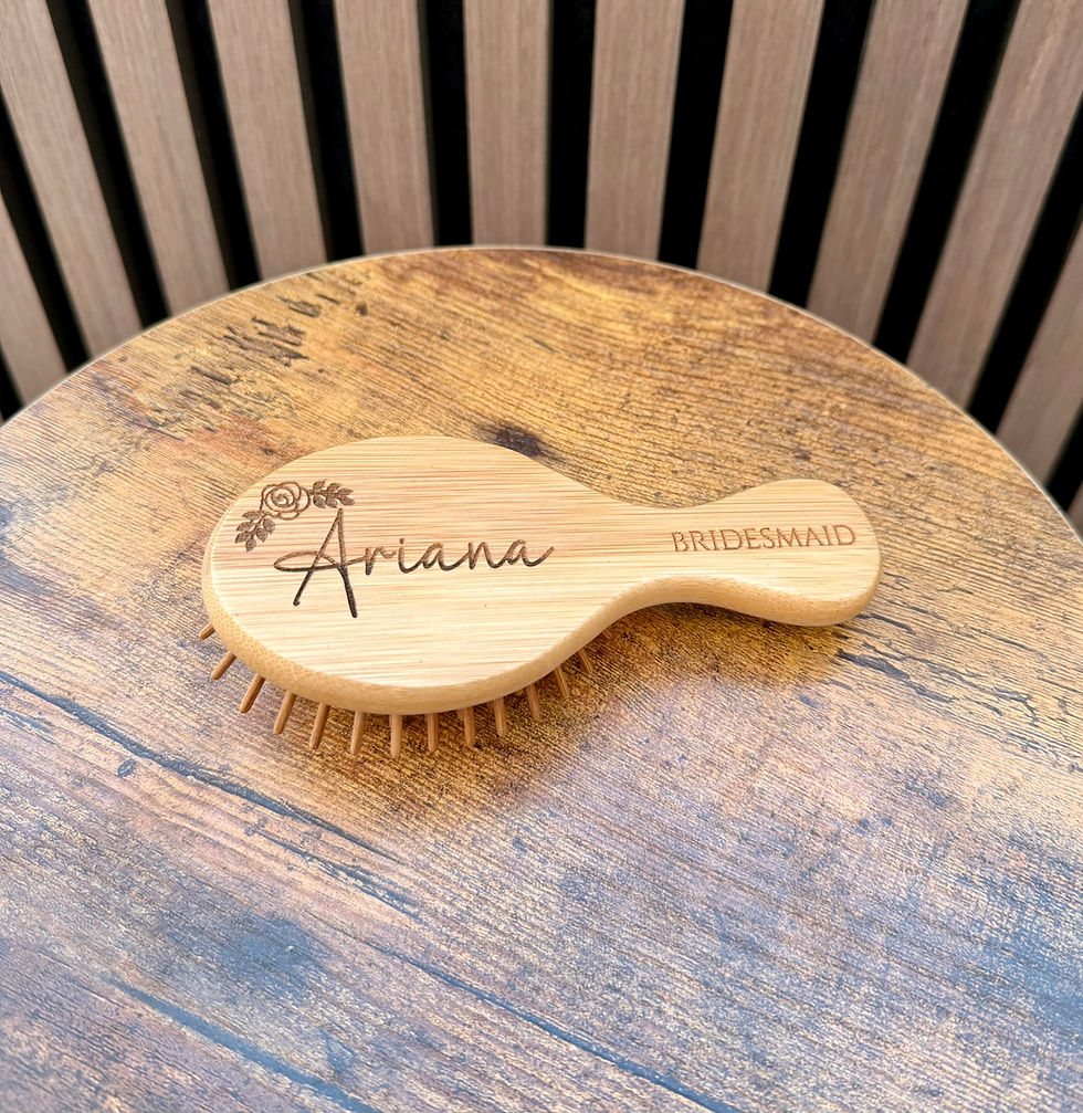 Thumbnail: Personalised Engraved Bamboo Brush, Wedding Gift, Bridesmaid Gift, Custom Name