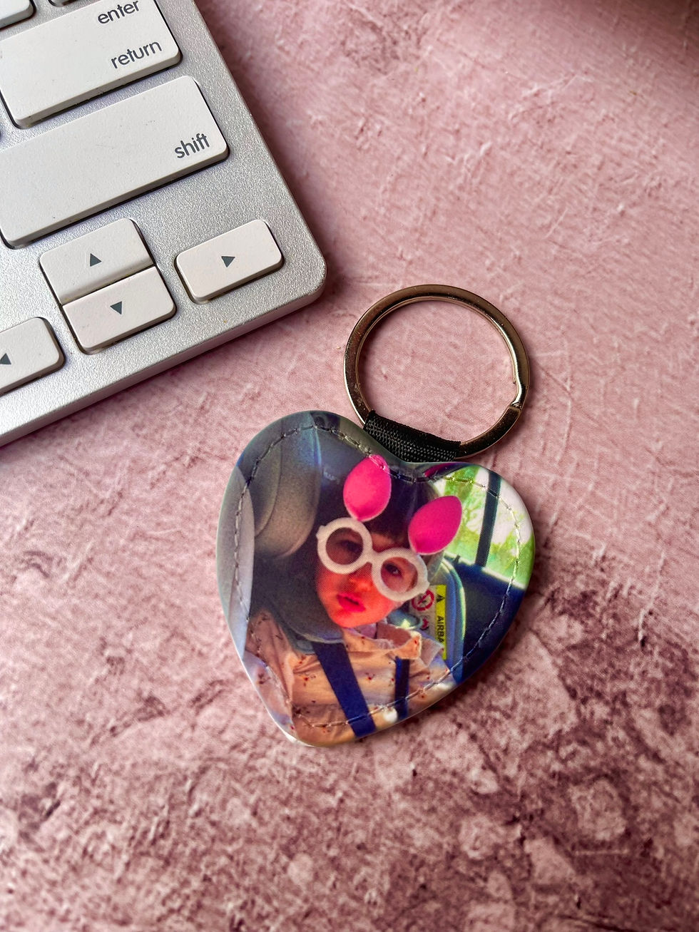 Thumbnail: Personalised Heart PU Photo Keyring, xmas gift, Custom Gift Ideas, Bespoke gift