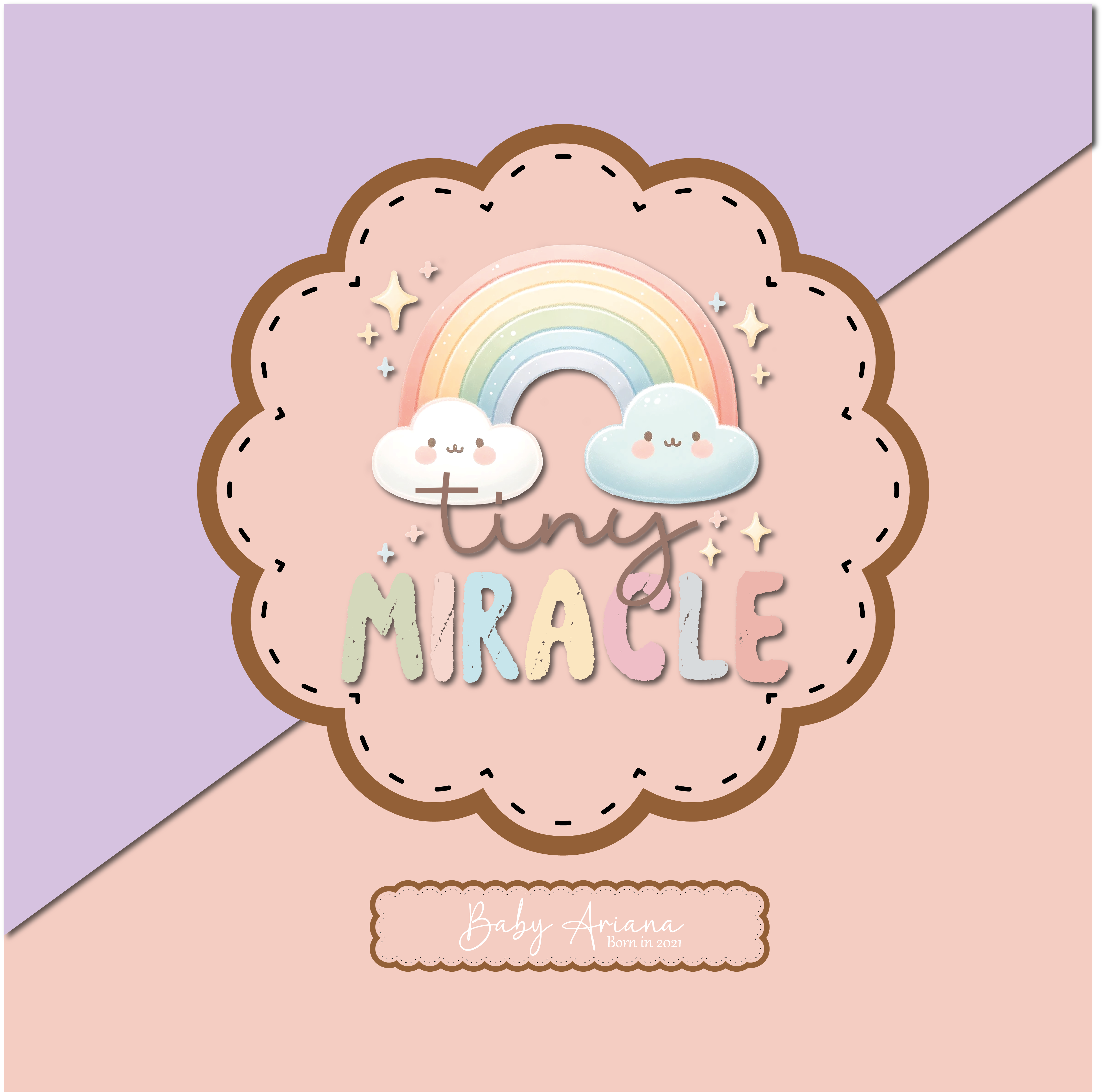 Rainbow with name cute scallop edge nursery wall decor Children's wall decor