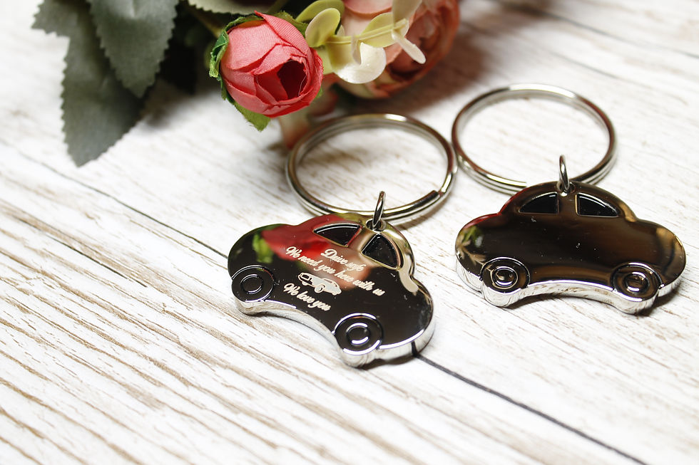 Thumbnail: Personalised car shape keyring with any logo name text Christmas