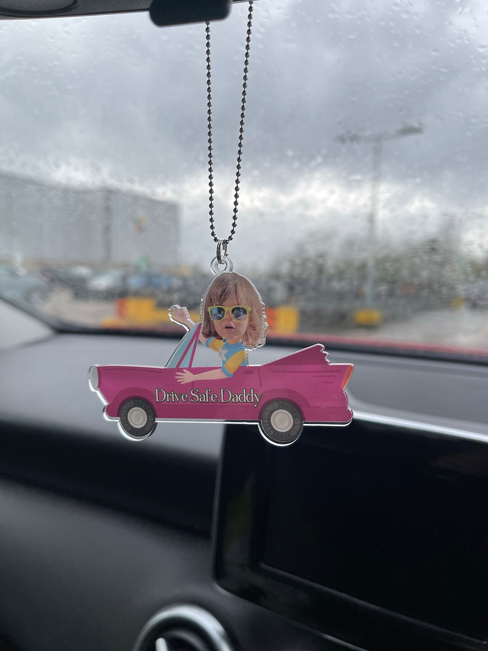 Thumbnail: Personalised Cute Baby Face Car shape Ornament, Acrylic Ornament