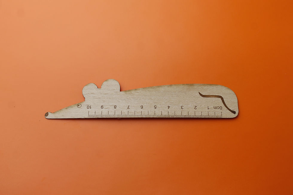 Mouse kids ruler made of thin wood