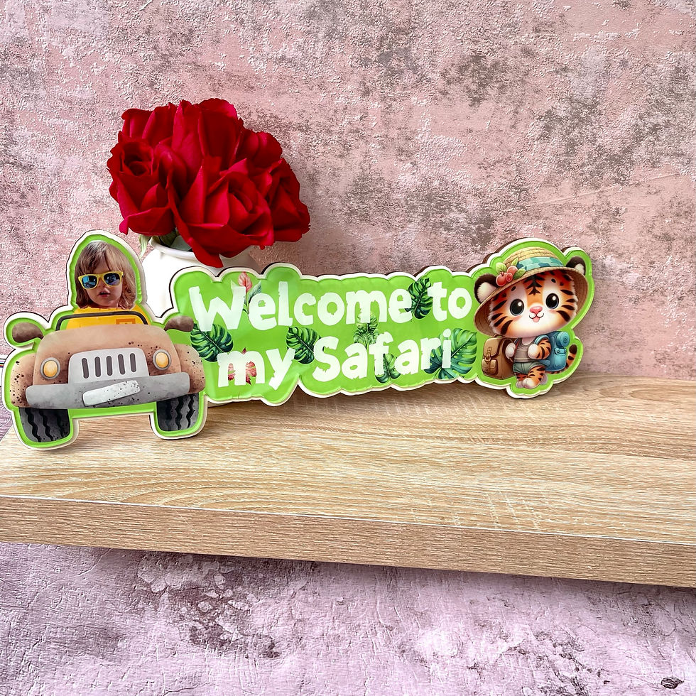Thumbnail: Personalised baby room wall sign, Welcome to my Safari, Cute Jungle animals
