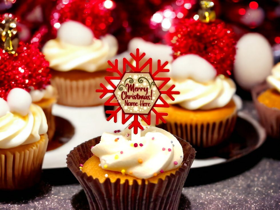 Merry Christmas cupcake topper snowflake white