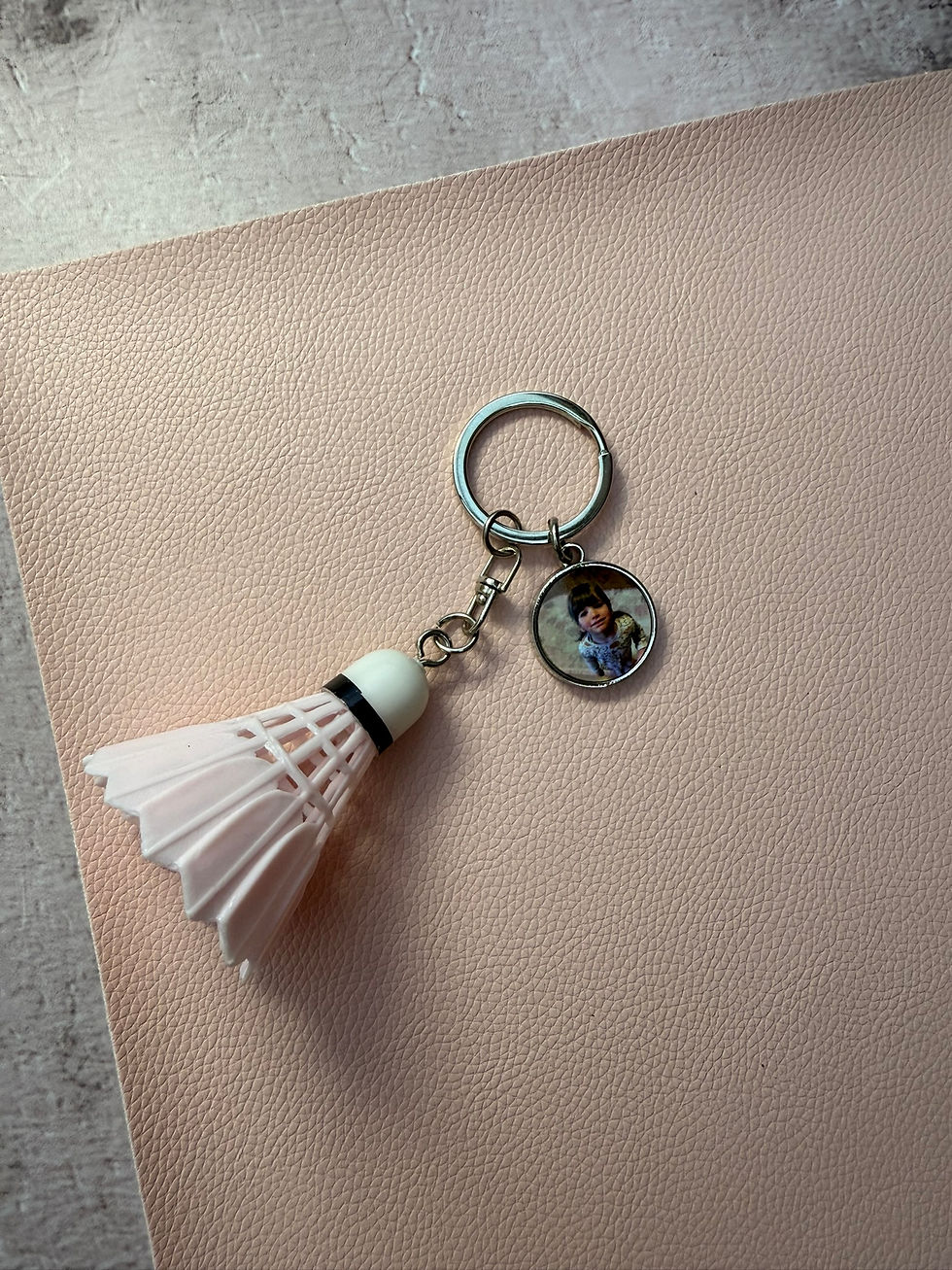 Thumbnail: Custom Badminton Keychain, Engraved Badminton Gift, Photo Shuttlecock Gift