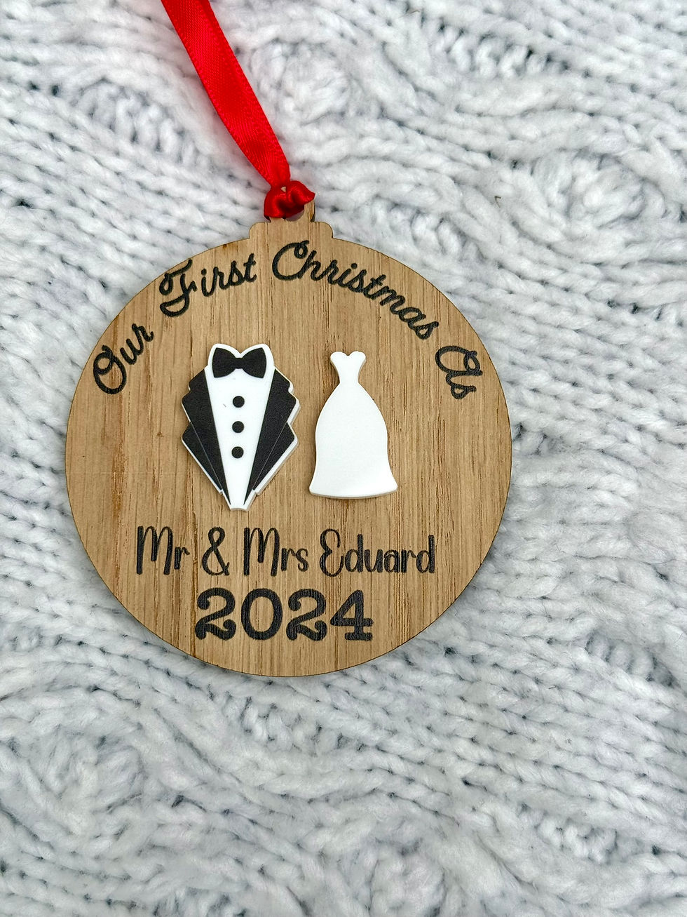 Thumbnail: Personalised Newlywed Christmas Bauble |"Our First Christmas as Mr and Mrs" 3D