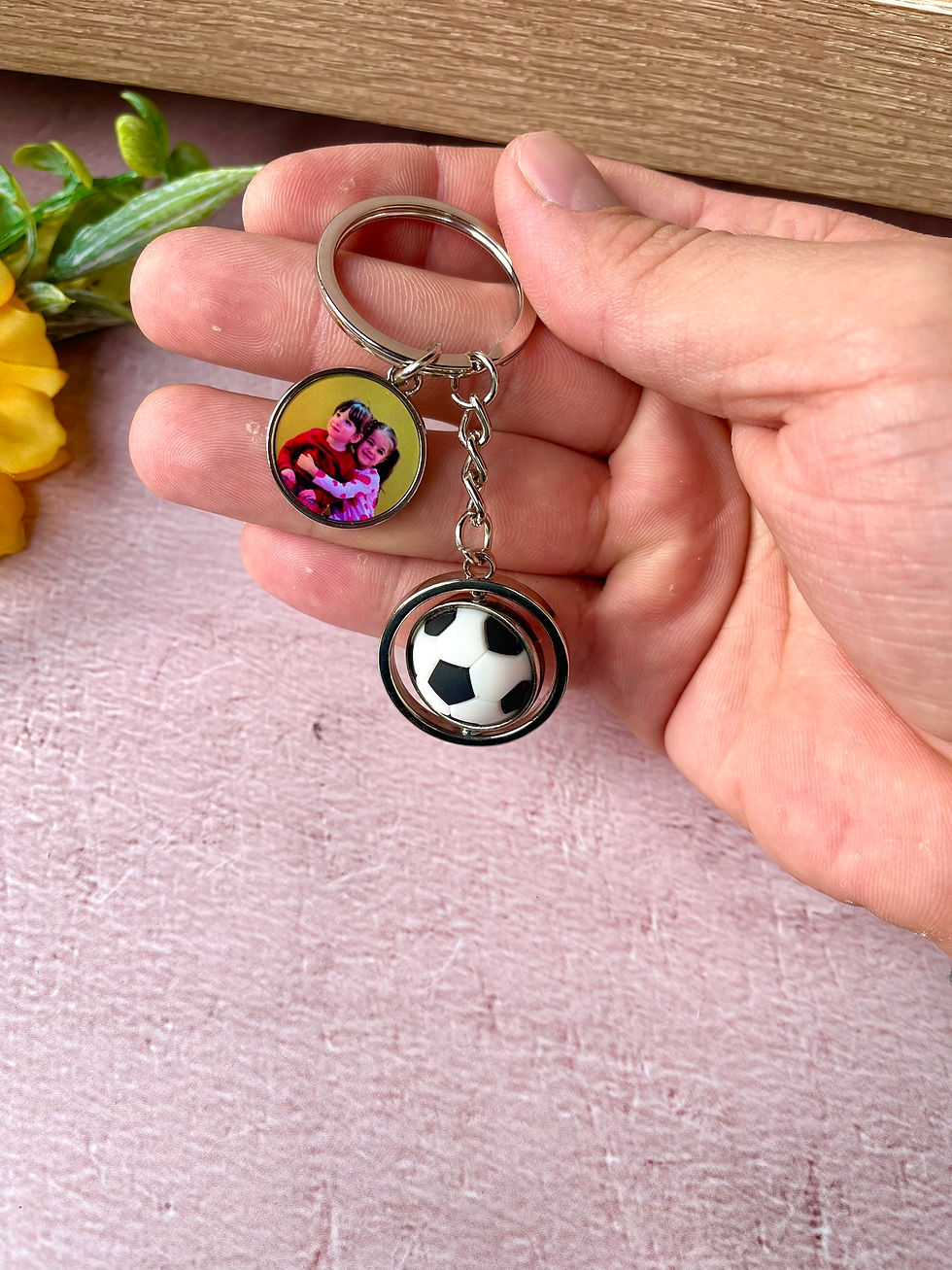 Thumbnail: Personalised Footbal Keyring with any photo charm, personalised gift,xmas