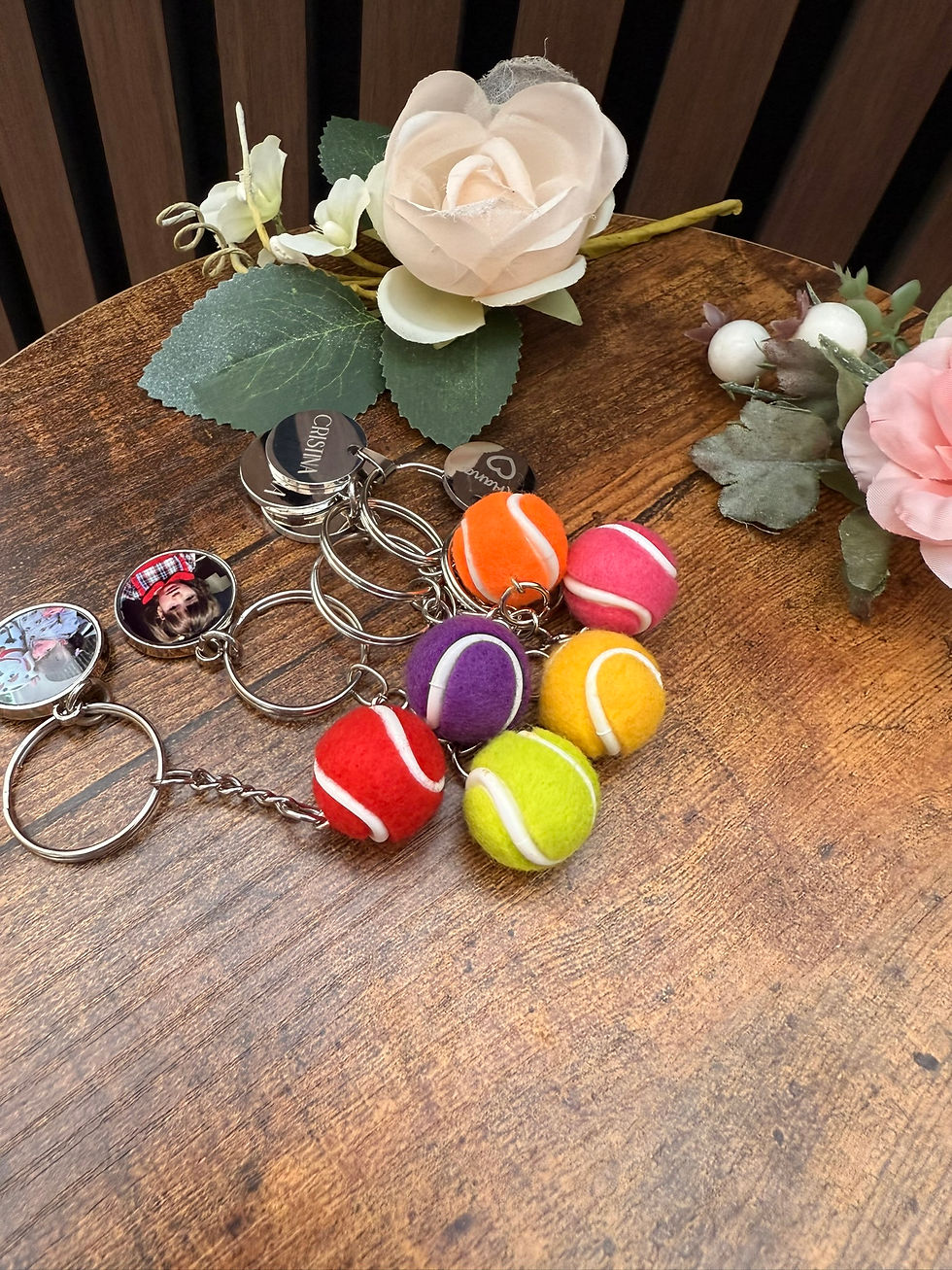 Thumbnail: Personalised Tennis Ball Keyring, Engraved Sports Keyring,Secret Santa