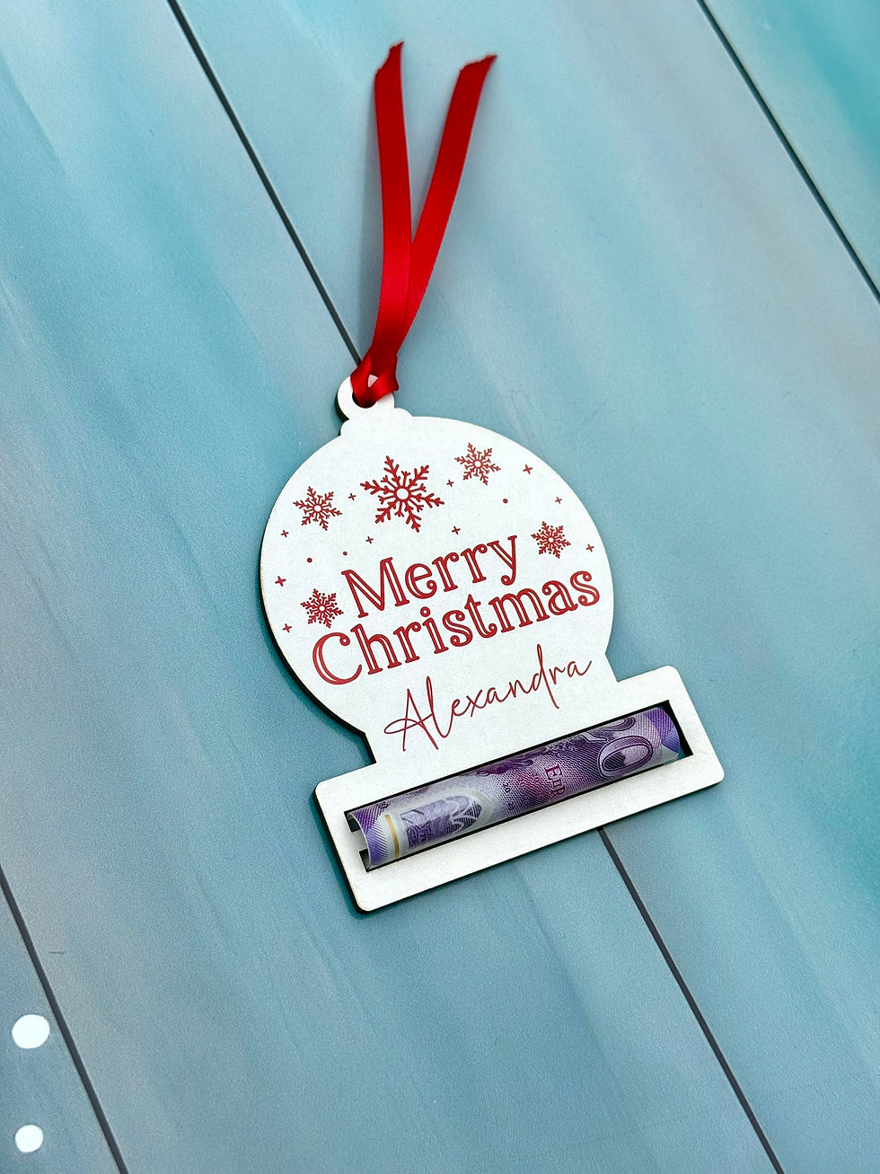 Thumbnail: Personalised White Bauble Money Holder Christmas Ornament | X Max Ornament