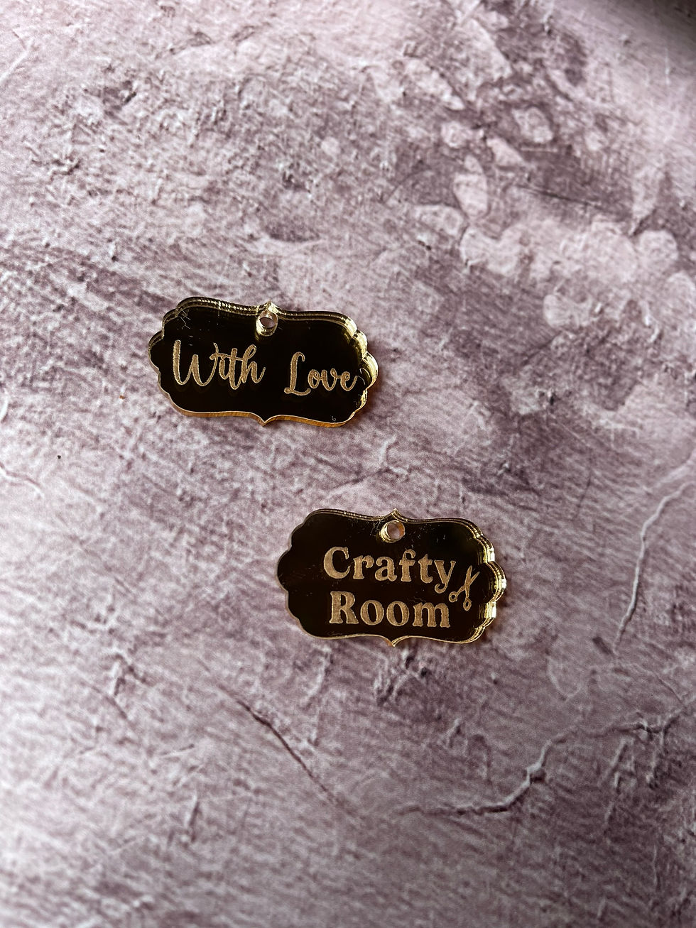 Thumbnail: Personalised Acrylic Vintage-Style Sewing Tag | "Crafty Room" Engraved |