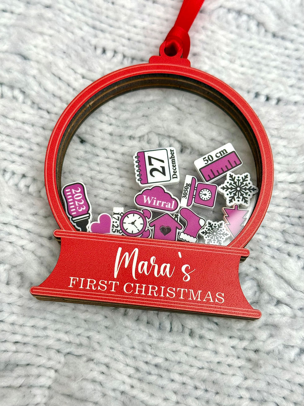 Thumbnail: Personalised Baby's First Christmas Shake Ornament Bauble