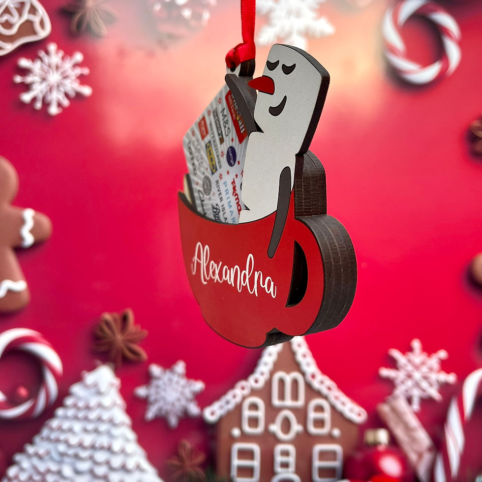 Thumbnail: Personalised Hot Chocolate Mug with Snowman Gift Card Holder Christmas Ornament