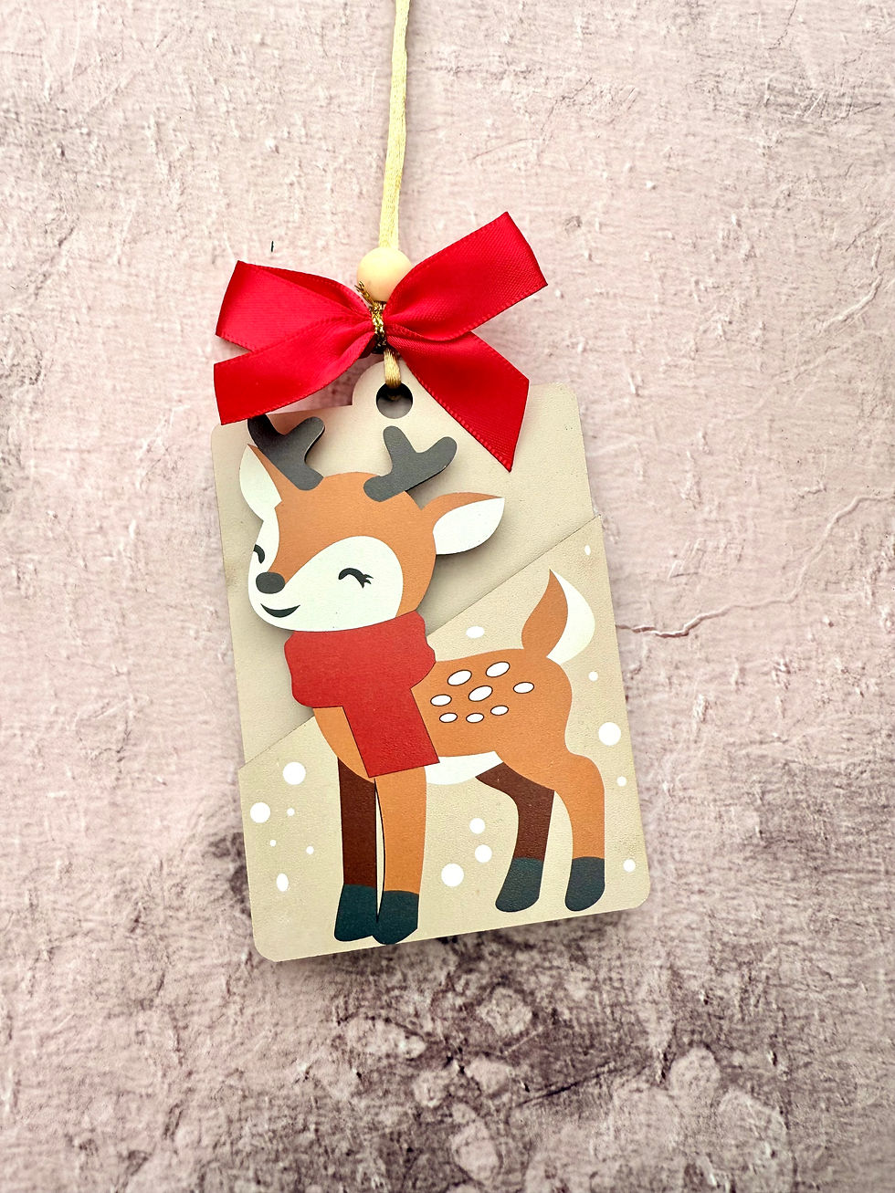 Thumbnail: Baby deer Gift Card Holder, Personalised Christmas Ornament,Christmas Gift