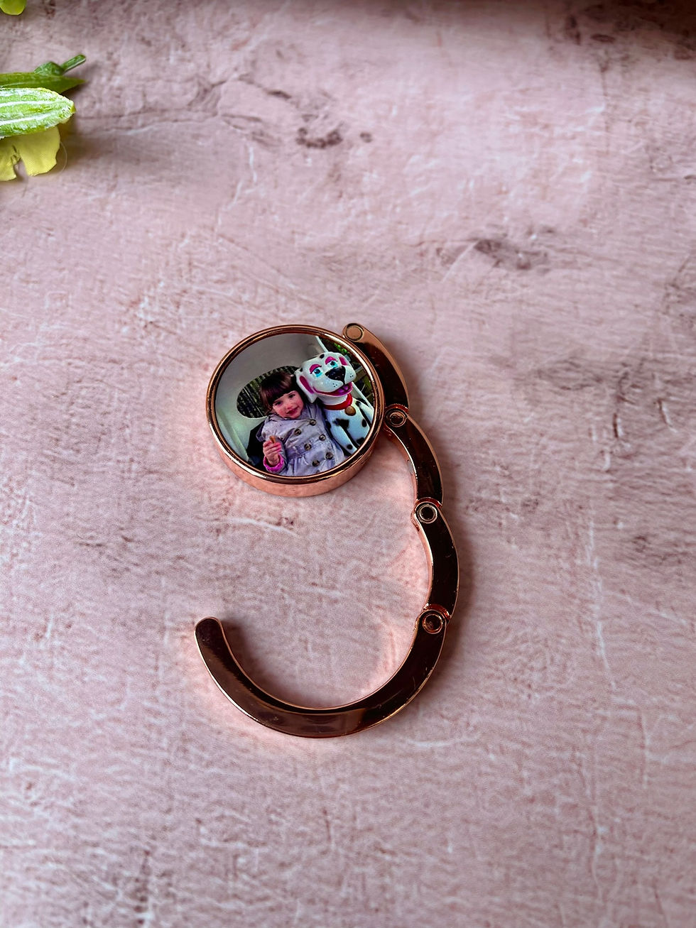 Thumbnail: Personalised Round Shape Bag Hook in Rose Gold, xmas gift, Custom Gift Ideas