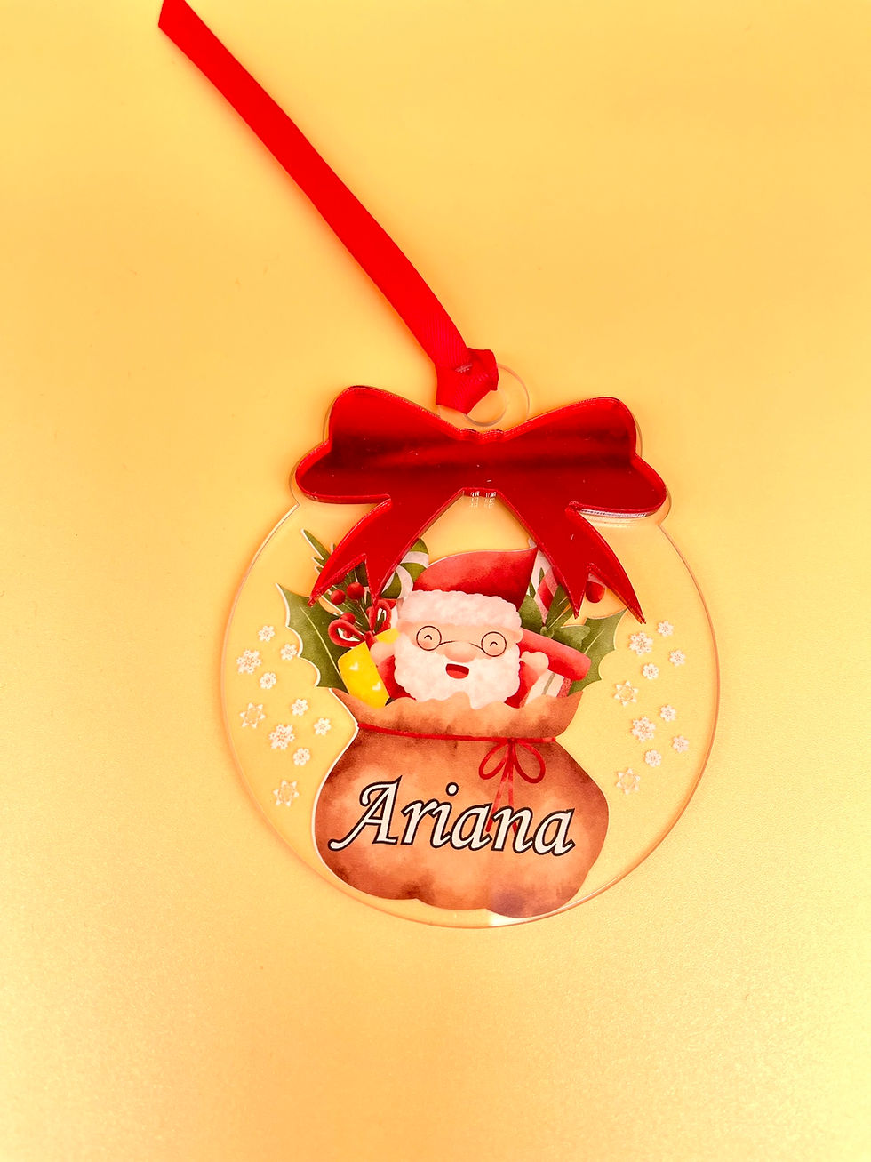 Thumbnail: Personalised Acrylic Santa and name christmas tree ornament