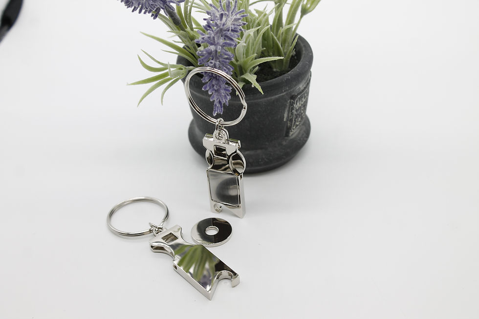 Thumbnail: Engraved Keychain with shopping coin and bottle opener keyring gift trolley coin