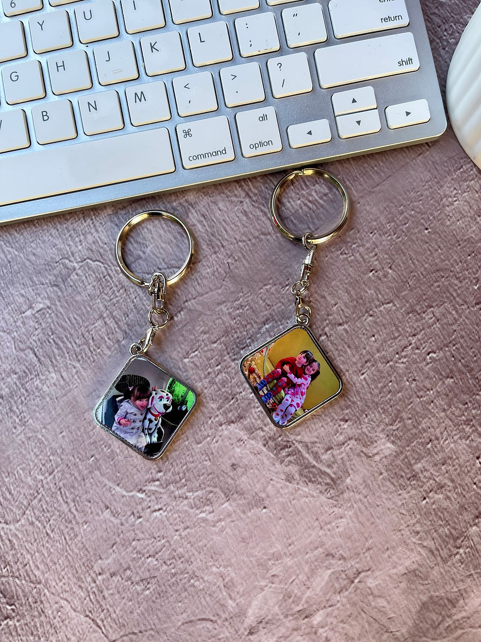 Thumbnail: Square Photo Keyring, double sided photo keychain, gift for her, custom gift