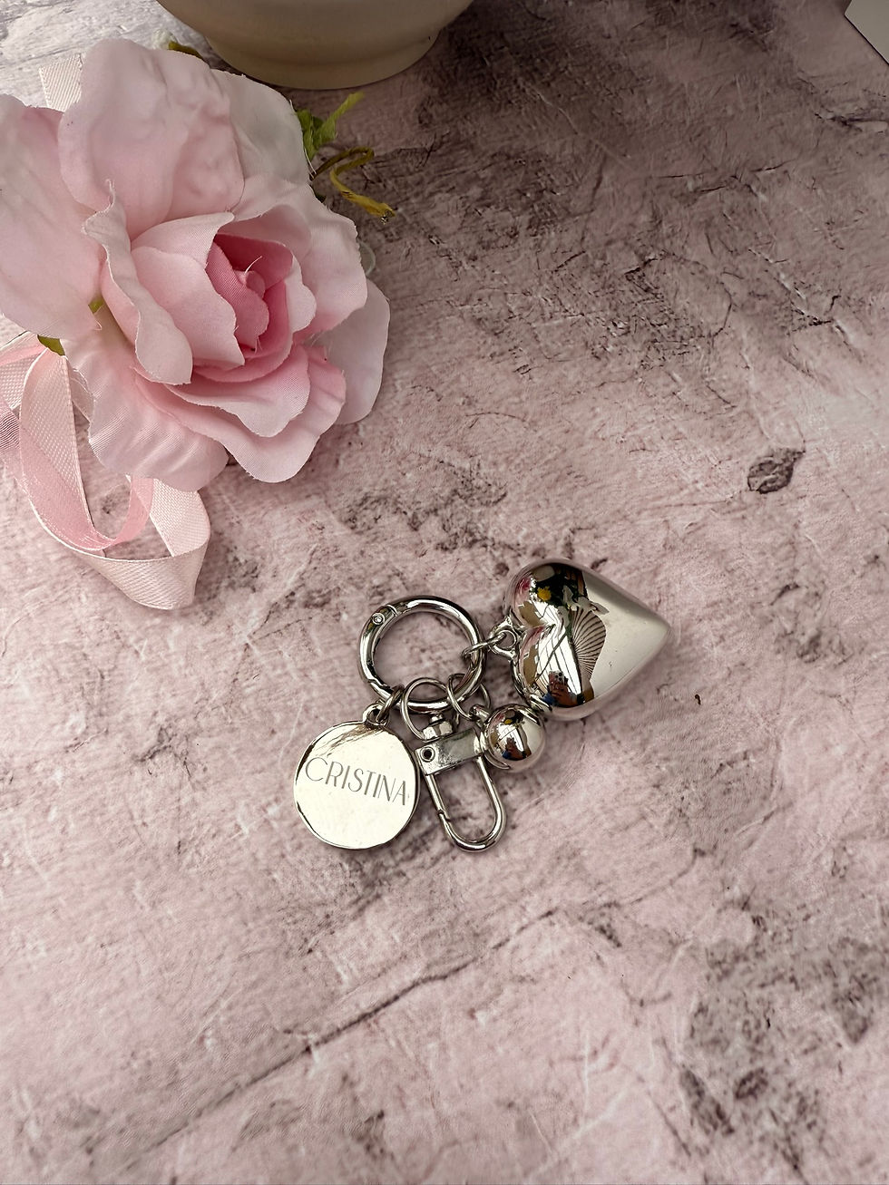 Thumbnail: Personalised Heart Charm Keyring, Custom Photo or Text Keychain,Christmas Gift
