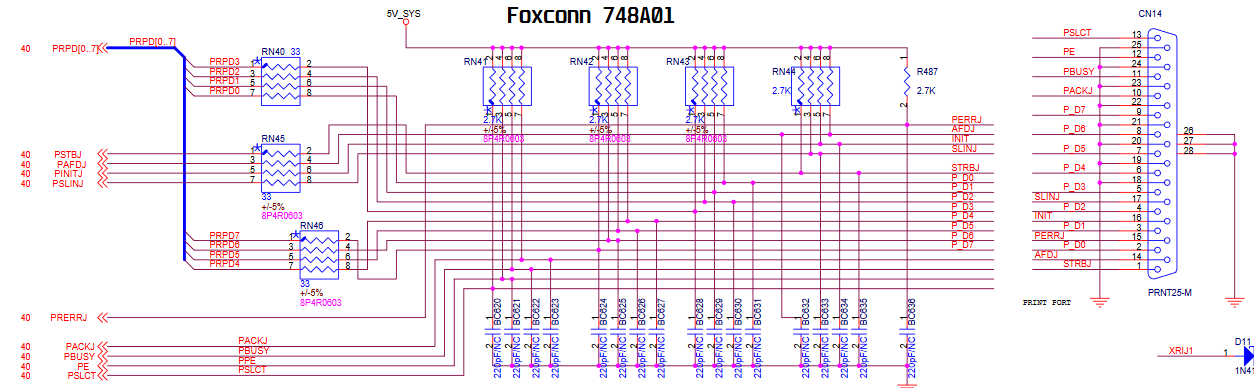 Circuito porta LPT - Foxconn 748A01