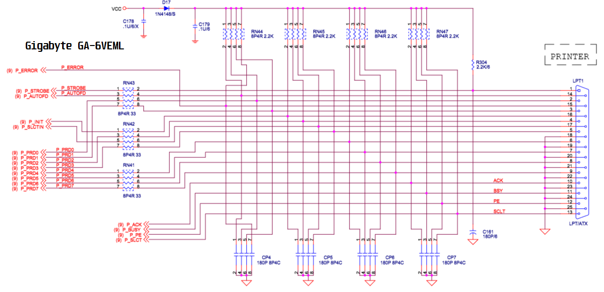 Circuito porta LPT - GA 6VEML