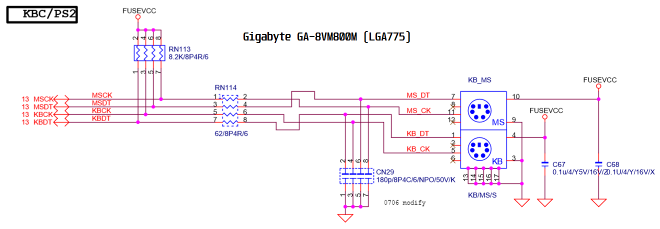 Circuito PS/2 - GBT GA 8VM800M
