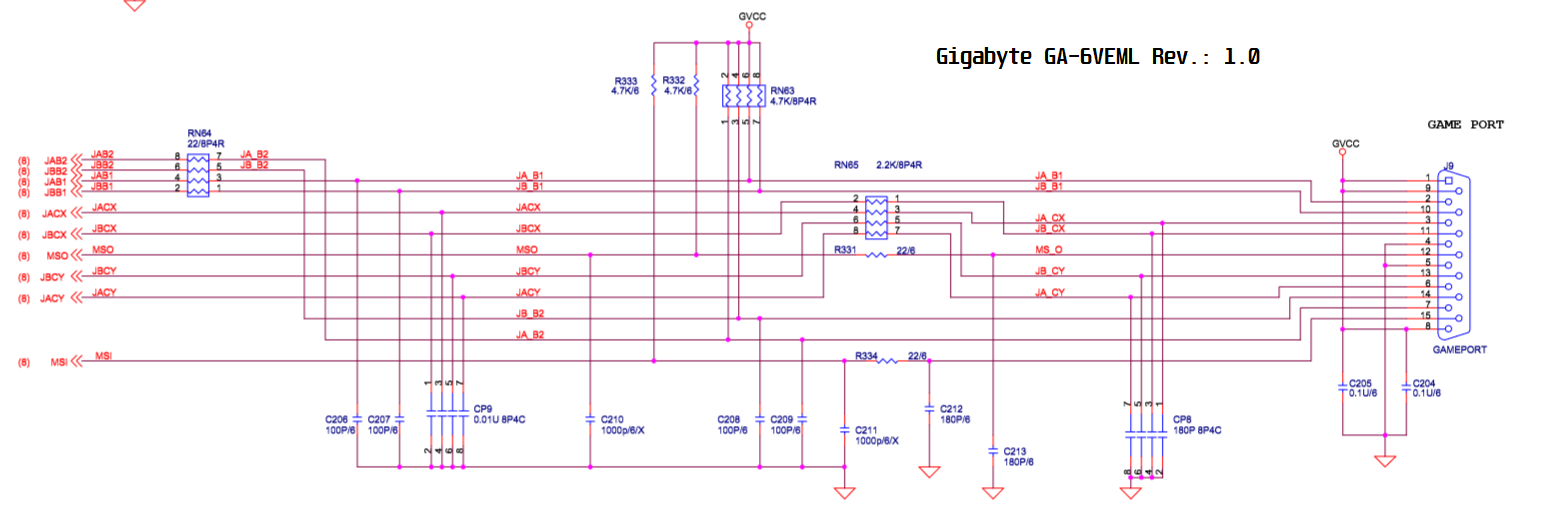 Circuito porta GAME - GBT GA 6VEML