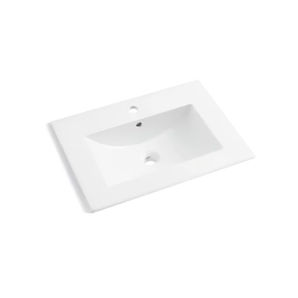 Ceramic Rectangular Drop-in Bathroom Sink, Glossy White, 660F