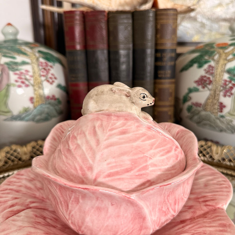 Thumbnail: Mottahedeh Pink Cabbage Covered Tureen with Rabbit & Underplate | Made in Italy