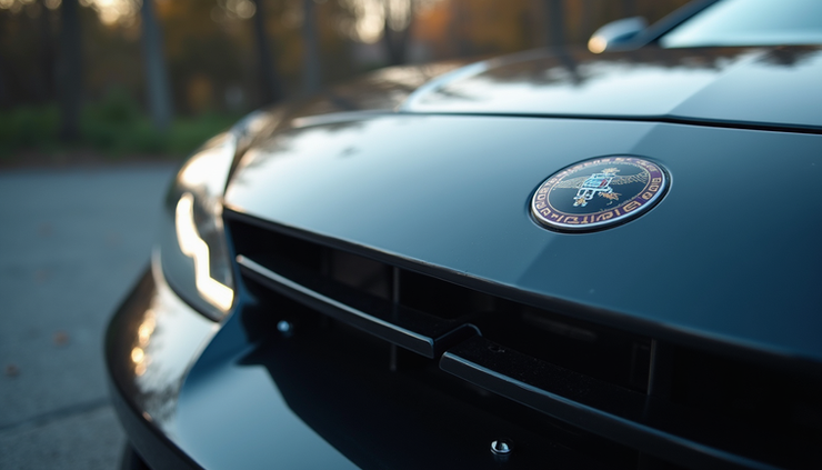 Close-up view of a glossy car hood with ceramic coating applied