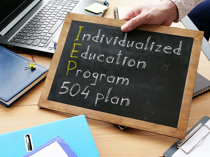 Individualized education program IEP 504 plan is shown on the conceptual business photo.jp