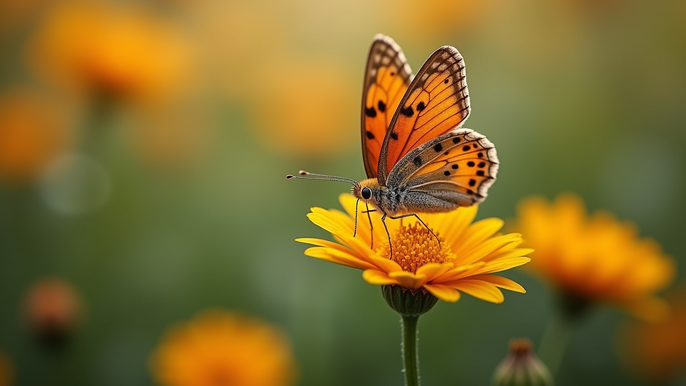 Close-up view of a butterfly resting on a flower