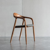 Curve Armrest Dining Chair . Solid Wood Chair . Cushioned Seat Chair . Study Room Chair . Very Comfortable Chair .