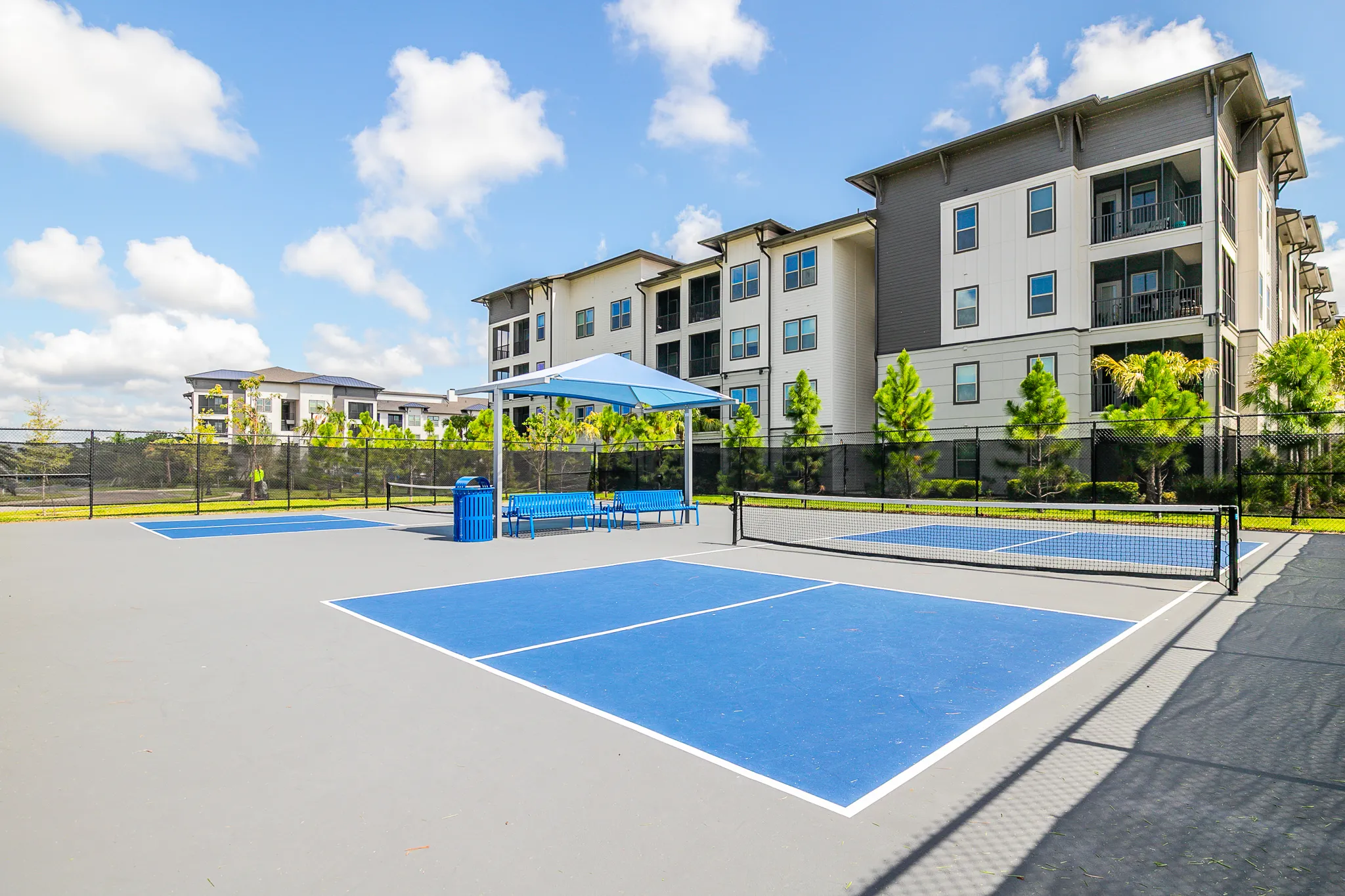 Community amenity photo of a pickleball court at a Lakewood Ranch condo development