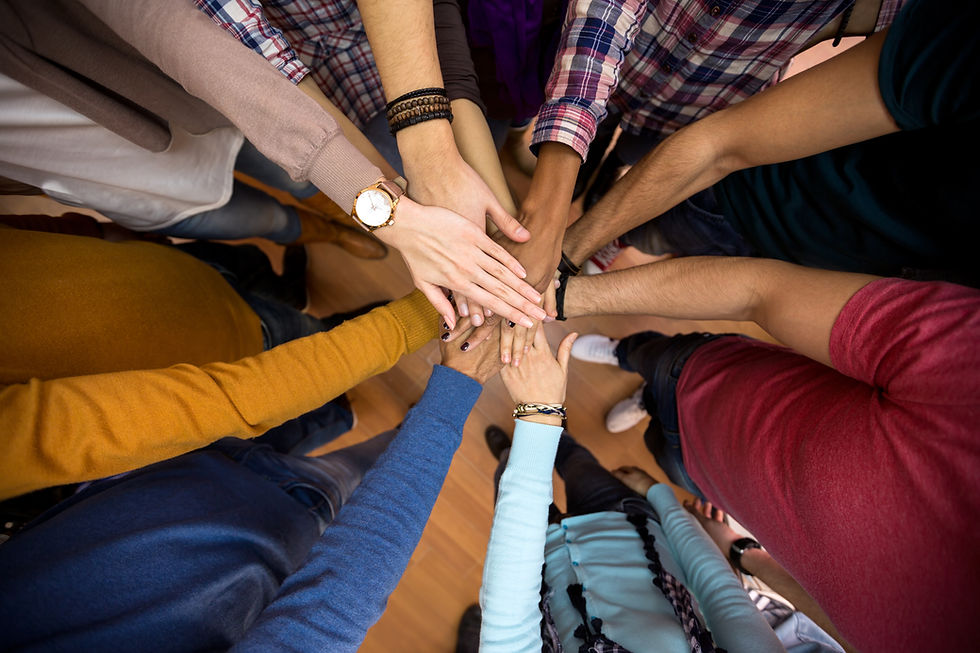 Unit and concord in multiethnic team, all hands together .jpg