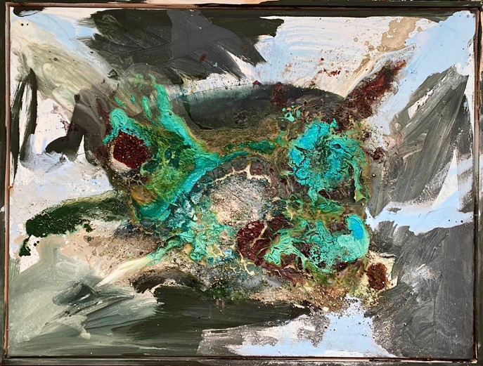 osterseen bayern anna van den hoevel hövel art abstract acryl varnish mortar mörtel kunst birdview vogelperspektive