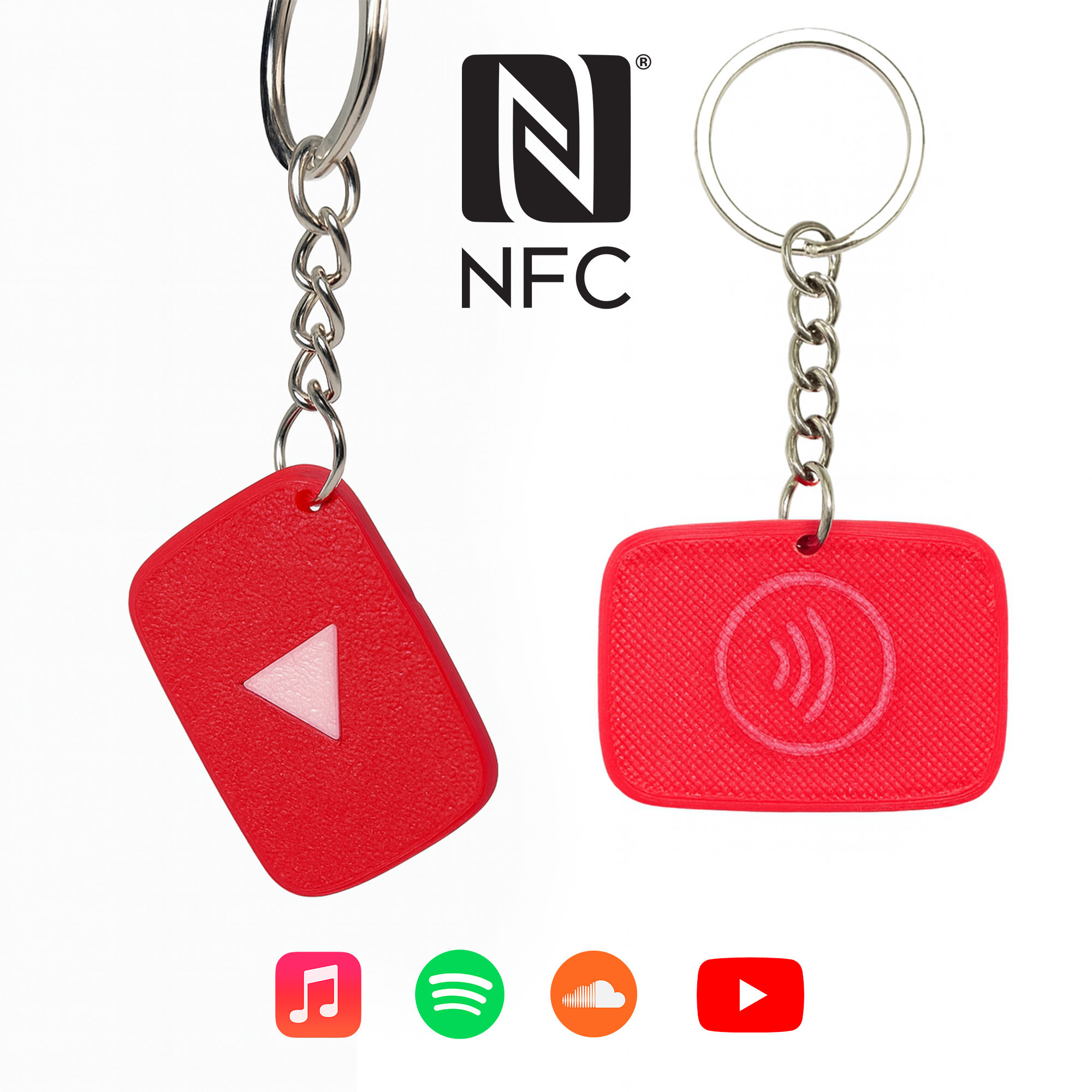 YouTube Plaque NFC Keychain 🔴 | Smart Social Media Link Tag