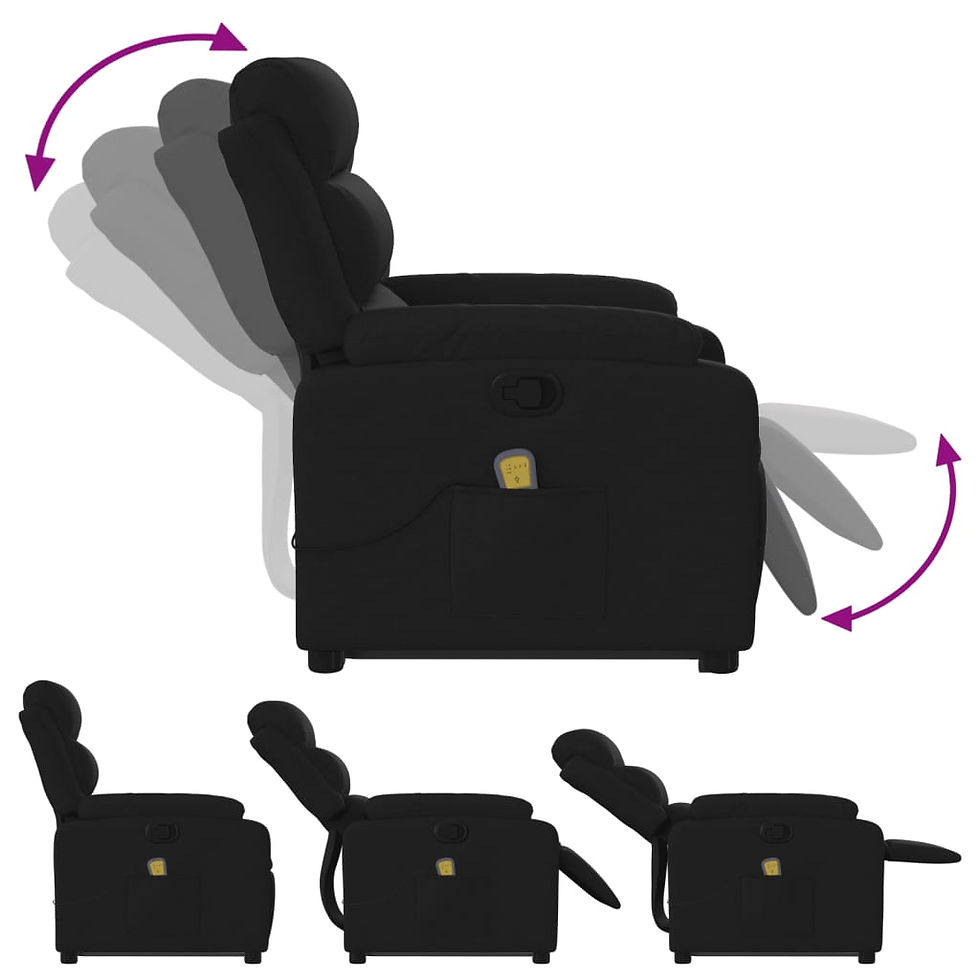 Thumbnail: vidaXL Stand up Massage Recliner Chair Black Fabric