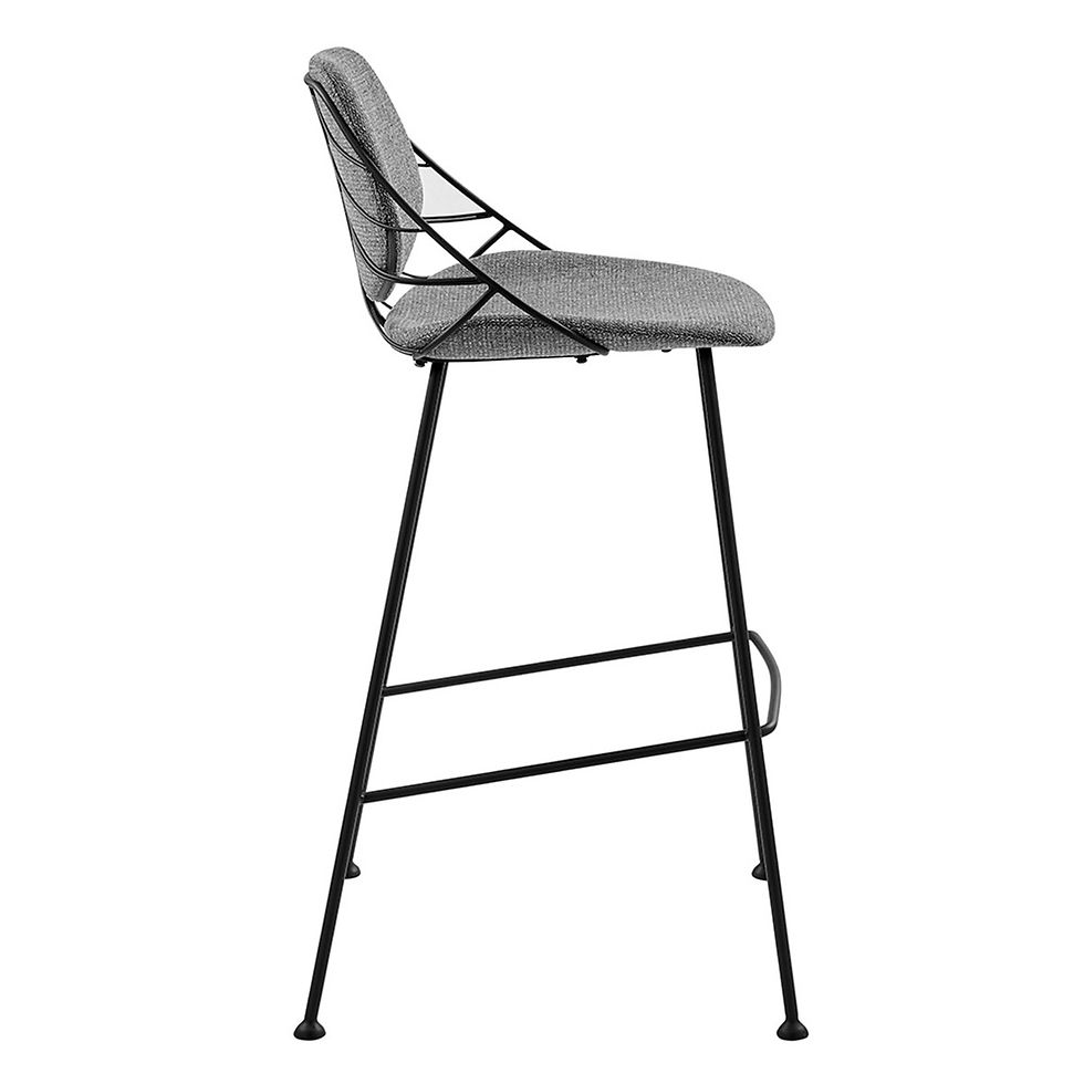 Thumbnail: Set of Two 30" Light Gray And Black Steel Low Back Bar Height Bar Chairs