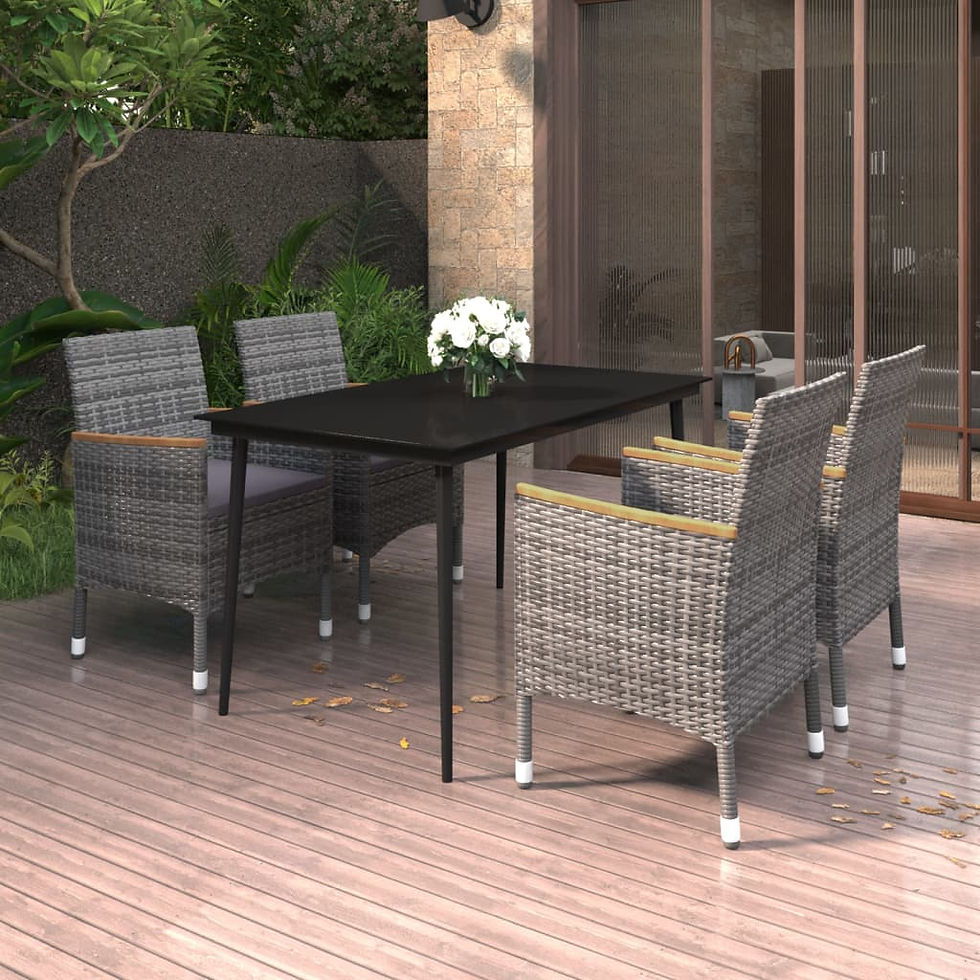 Thumbnail: vidaXL Patio Dining Set 5 Piece Black and White/Gray 31.5"/55.1" Table Length