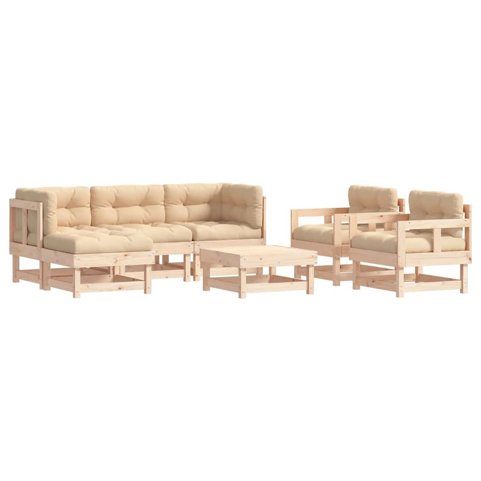 Thumbnail: vidaXL Patio Lounge Set with Cushions Outdoor Furniture Set 7 Piece Solid Wood