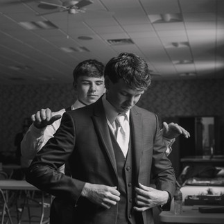 Little Brother Helping Groom Get Ready