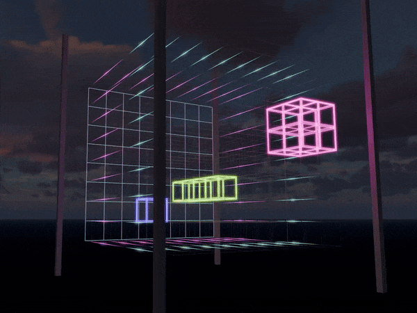 Glowing shapes appearing out of nowhere inside a 3D Volumetric Display