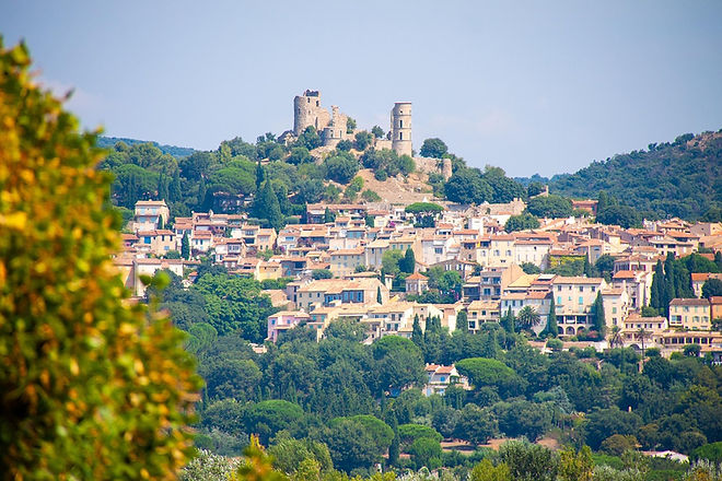 The village of Grimaud with its castle perched on a hill near Saint-Tropez.