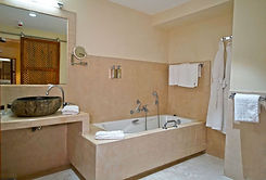 a chic and modern bathroom at the la Garbine hotel in Saint Tropez
