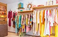 colourful summer dresses in a cosy boutique in saint-tropez